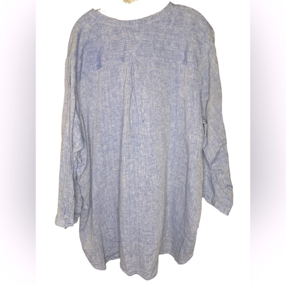 LL Bean Women's Premium Washable Linen Shirt, Splitneck Tunic Long-Sleeve Sz 3X - Picture 2 of 6